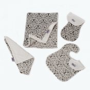 4 Piece Minky Baby Blanket Gift Set - Classic Damask Charcoal/White 4 Piece Minky Baby Blanket Gift Set - Classic Damask Charcoal/White