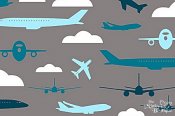 Robert Kaufman Minky Print Fabric - Aviator - Teal Robert Kaufman Minky Print Fabric - Aviator - Teal