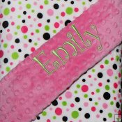 Minky Bubble Print Blanket - Fuchsia-Lime/Minky Dot-Hot Pink