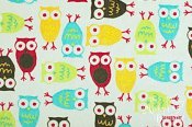 Robert Kaufman Minky Print Fabric - Night Owl - Red/Mango Robert Kaufman Minky Print Fabric - Night Owl - Red/Mango
