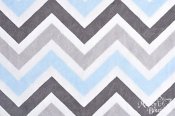 Minky Zigzag Fabric - Baby Blue/Silver/White Minky Zigzag Fabric - Baby Blue/Silver/White