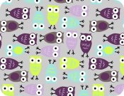 Robert Kaufman Minky Print Fabric - Night Owl - Tiffany/Violet Robert Kaufman Minky Print Fabric - Night Owl - Tiffany/Violet