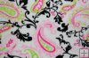 Minky Paisley Print Fabric - Fuchsia/Lime - VD