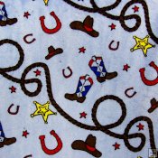 Minky Western Print Fabric - Blue