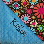 Minky Flower Child Print Blanket - Island/Minky Dot-Turquoise