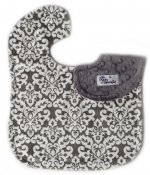 Reversible Minky Bib - Classic Damask Charcoal/Charcoal Reversible Minky Bib - Classic Damask Charcoal/Charcoal
