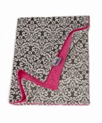 Personalized Minky Baby/Security Gift Set - Classic Damask Charcoal/Fuchsia Personalized Minky Baby/Security Gift Set - Classic Damask Charcoal/Fuchsia