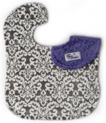 Reversible Minky Bib - Classic Damask Charcoal/Jewel Reversible Minky Bib - Classic Damask Charcoal/Jewel