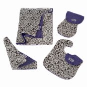 4 Piece Minky Baby Blanket Gift Set - Classic Damask Charcoal/Jewel 4 Piece Minky Baby Blanket Gift Set - Classic Damask Charcoal/Jewel