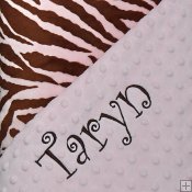 Minky Animal Print Blanket - Zebra-Brown & Pink/Minky Dot-Baby Pink