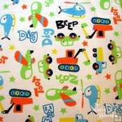 Minky Studio Collection Toy Chest Print Fabric - White