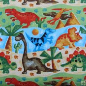Dino Flannel Print Fabric - Multi Colored