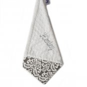 Personalized Minky Security Blanket - Classic Damask Charcoal/White Personalized Minky Security Blanket - Classic Damask Charcoal/White