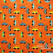 Minky Studio Collection Beep Beep Print Fabric - Orange