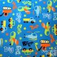 Minky Studio Collection Toy Chest Print Fabric - Blue