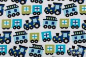 Robert Kaufman Minky Print Fabric - Chugga Chugga - Turquoise Robert Kaufman Minky Print Fabric - Chugga Chugga - Turquoise