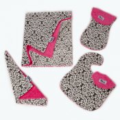 4 Piece Minky Baby Blanket Gift Set - Classic Damask Charcoal/Fuchsia 4 Piece Minky Baby Blanket Gift Set - Classic Damask Charcoal/Fuchsia