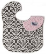 Reversible Minky Bib - Classic Damask Charcoal/Baby Pink Reversible Minky Bib - Classic Damask Charcoal/Baby Pink