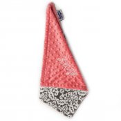 Personalized Minky Security Blanket - Classic Damask Charcoal/Coral Personalized Minky Security Blanket - Classic Damask Charcoal/Coral