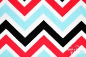 Minky Zigzag Fabric - Turquoise/Red/Black Minky Zigzag Fabric - Turquoise/Red/Black
