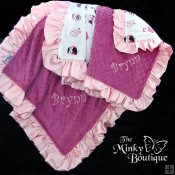 Custom Minky Baby & Security Gift Set with Satin Ruffle