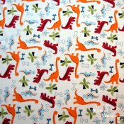Minky Studio Collection Dino Bone Print Fabric - White