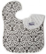 Reversible Minky Bib - Classic Damask Charcoal/White Reversible Minky Bib - Classic Damask Charcoal/White