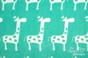 Minky Premier Giraffe Cuddle Print Fabric - Topaz/Snow Minky Premier Giraffe Cuddle Print Fabric - Topaz/Snow