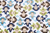 Robert Kaufman Minky Print Fabric - Monkey Cuddle - Midnight Robert Kaufman Minky Print Fabric - Monkey Cuddle - Midnight