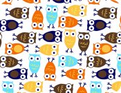 Robert Kaufman Minky Print Fabric - Night Owl - Orange/Brown Robert Kaufman Minky Print Fabric - Night Owl - Orange/Brown