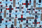Robert Kaufman Minky Print Fabric - Take Off - Baby Blue Robert Kaufman Minky Print Fabric - Take Off - Baby Blue