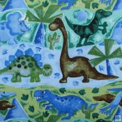 Dino Flannel Print Fabric - Blue