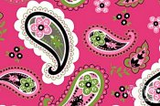 Minky Paisley Print Fabric - Pretty Paisley - Fuchsia/Black Minky Paisley Print Fabric - Pretty Paisley - Fuchsia/Black