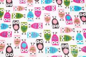 Robert Kaufman Minky Print Fabric - Night Owl - Fuchsia Robert Kaufman Minky Print Fabric - Night Owl - Fuchsia